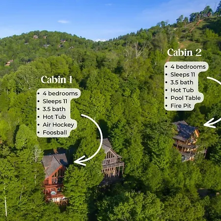2 Cabins ~ Sleeps 22 ~ 100 Feet Apart ~ Ski In Out
